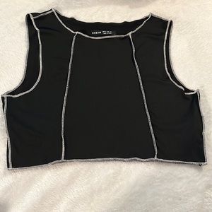 Stitch Trim Rib-Knit Colorblock Tank Top